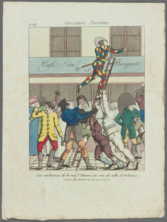 Les embarras de la rue St. Honoré au coin de celle d'Orléans