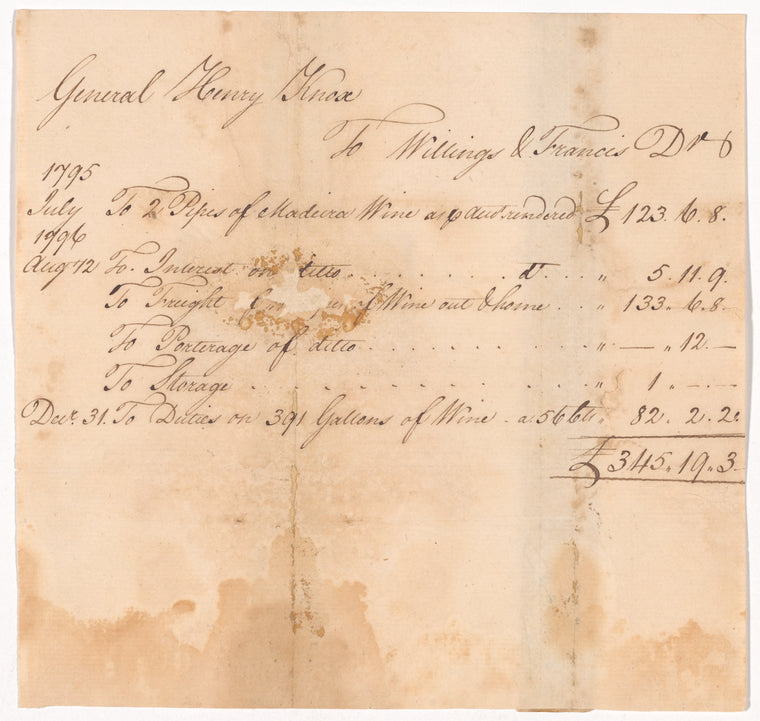 Invoice for Madeira wine