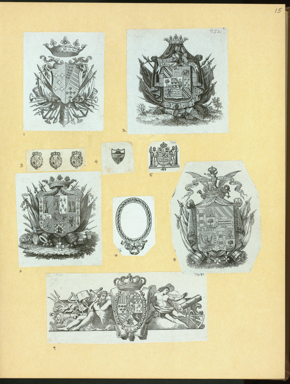 Heraldic shields.