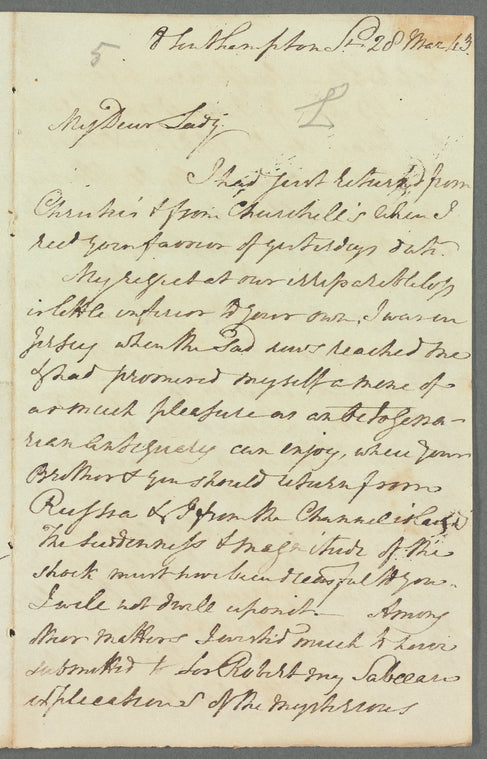 John Landseer to Jane Porter, autograph letter signed