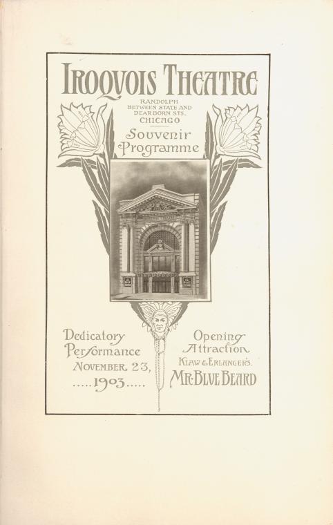 Souvenir Programme for Mr. Bluebeard, dated November 23, 1903, at the  Iroquois Theatre