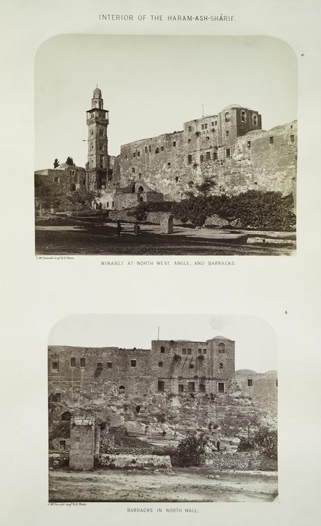 Interior of the Haram-ash-Shárif : a. minaret at north west angle, and barracks; b. barracks in north wall