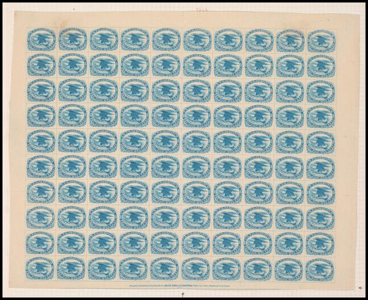 1c blue Eagle carrier reprint pane of 100