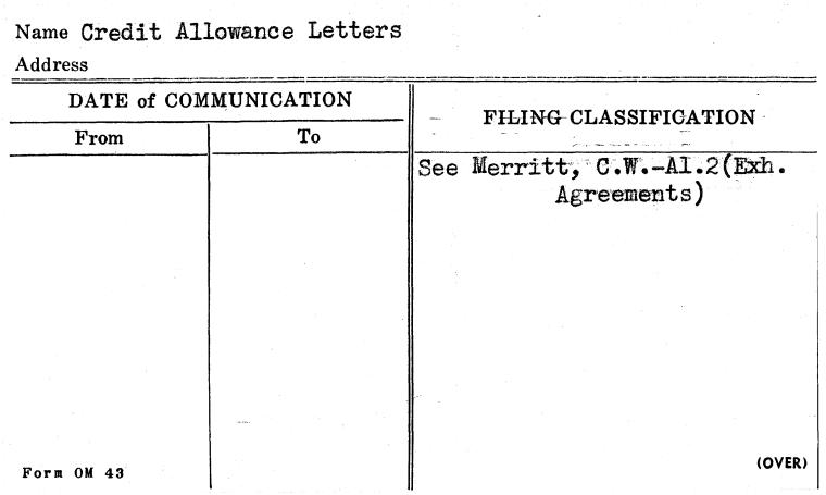 Credit Allowance Letters