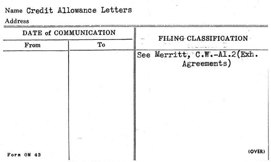 Credit Allowance Letters