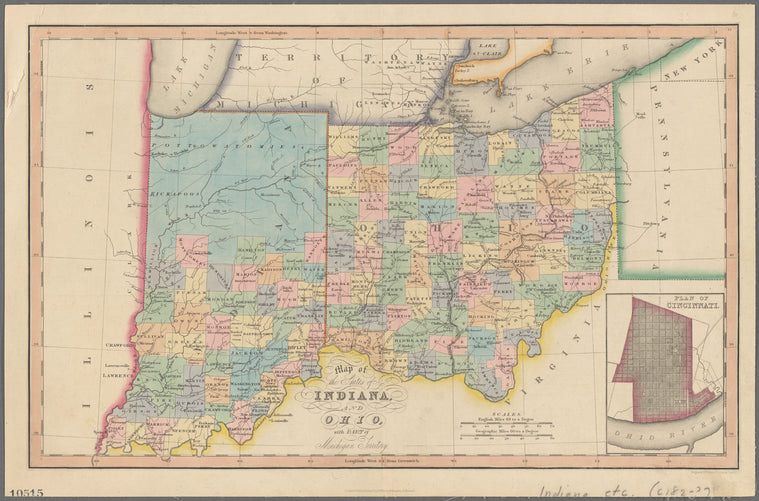 Map of the states of Indiana and Ohio : with part of Michigan Territory