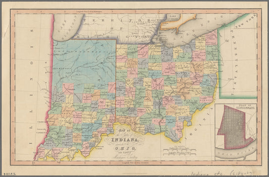 Map of the states of Indiana and Ohio : with part of Michigan Territory