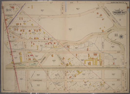 Double Page Plate No. 2, Part of Ward 24, Sections 9&11. [Bounded by Nelson Avenue, Featherbed Lane, E. 174th Street, Walton Avenue, Elliot Place, Jemorem Avenue, E. 170th Street and Boscobel Avenue.]