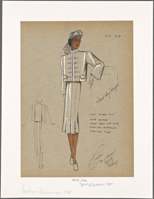 Navy bolero suit.