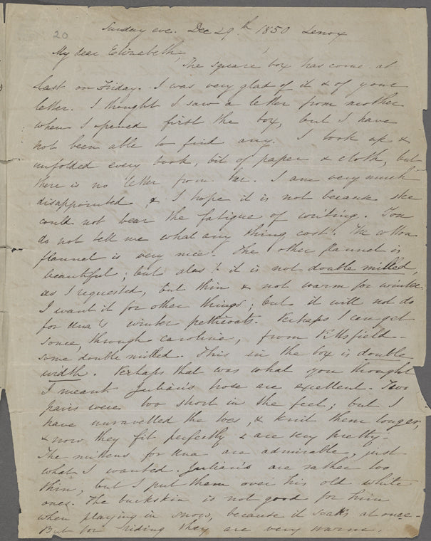 [Peabody,] Elizabeth [Palmer, sister], ALS to. Nov. 27, 1868.