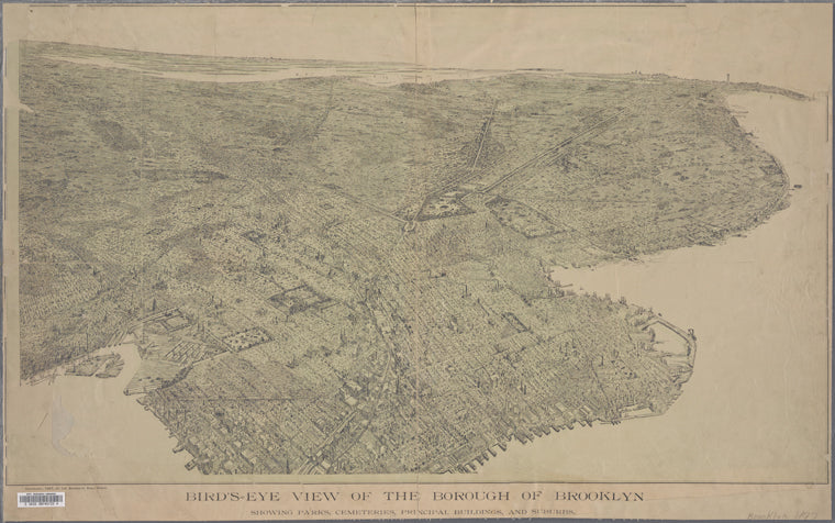 Bird's-eye view of the borough of Brooklyn: showing parks, cemeteries, principal buildings, and suburbs