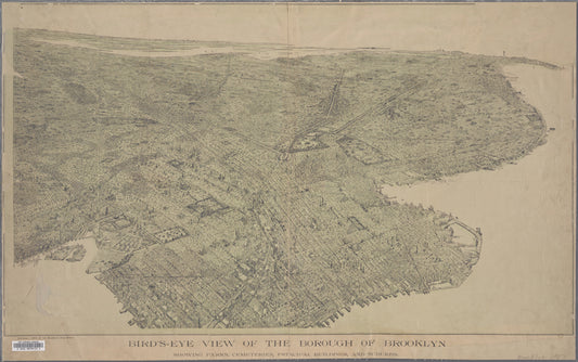 Bird's-eye view of the borough of Brooklyn: showing parks, cemeteries, principal buildings, and suburbs