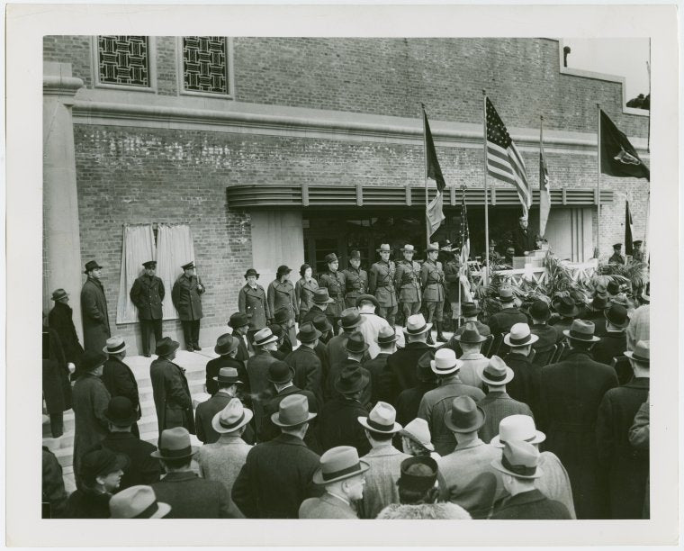 Moses, Robert - Giving speech to crowd