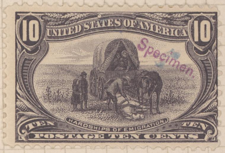 10c gray violet Hardships of Emigration single