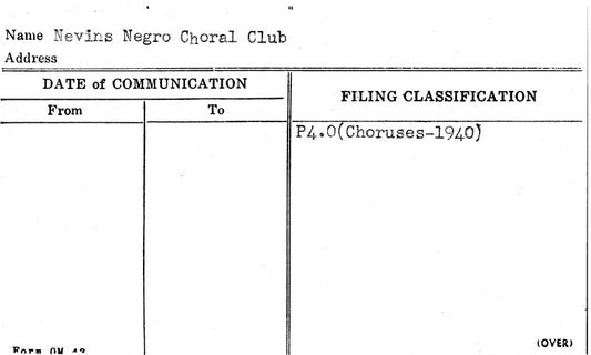 Nevins Negro Choral Club