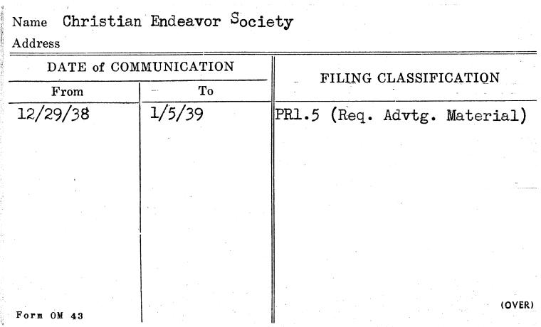 Christian Endeavor Society