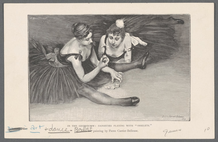 In the greenroom: danseuses playing with "osselets"