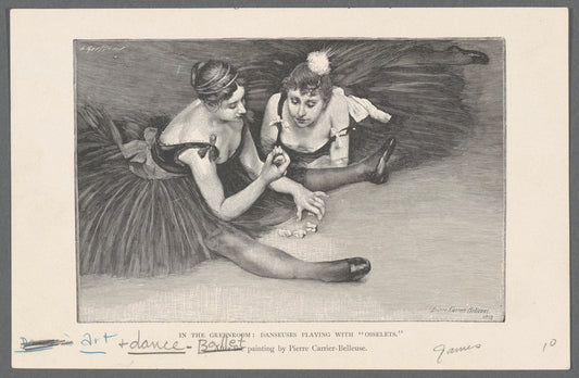 In the greenroom: danseuses playing with "osselets"