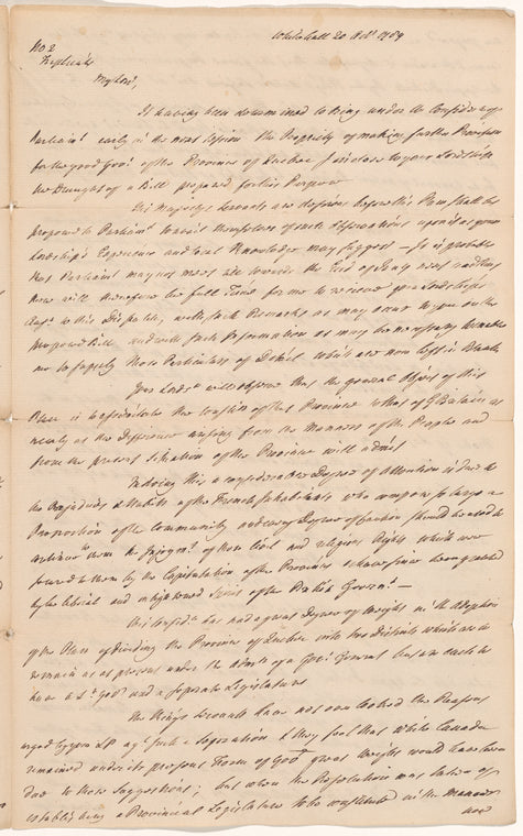 Letter from [William Wyndham] Grenville to Lord Dorchester [Guy Carleton]