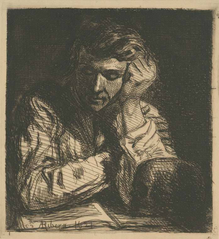 Reader, leaning on elbows.