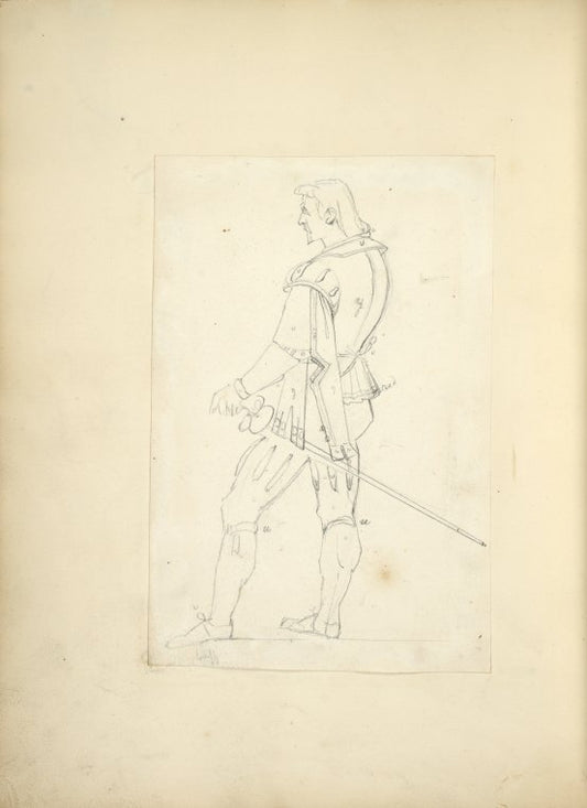 Man wearing breeches, doublet and sword