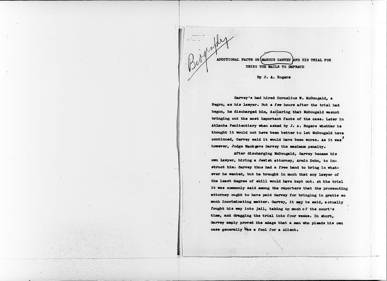 “Additional Facts on Marcus Garvey and His Trial for Using the Mails to Defraud”