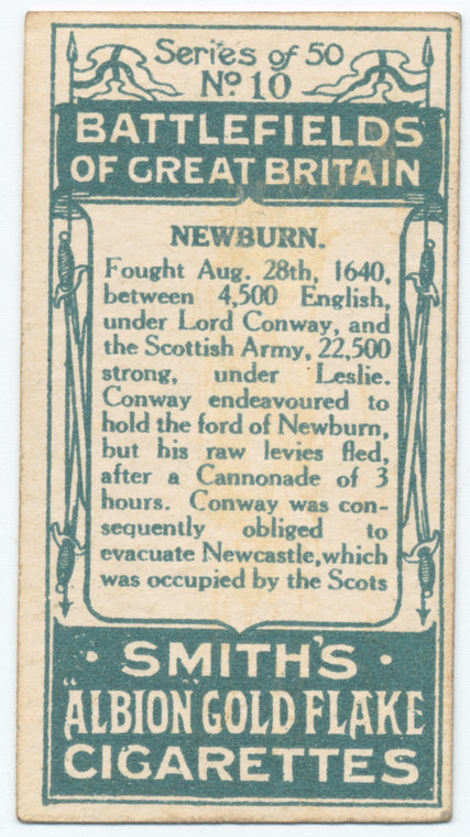 Battle of Newburn [August 28th, 1640]. (Old church tower from which the Scots fired their cannons; Leslie, Duke of Rothes; the battlefield.)