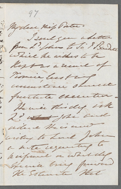 Sir Robert Wilson to Jane Porter, autograph letter signed