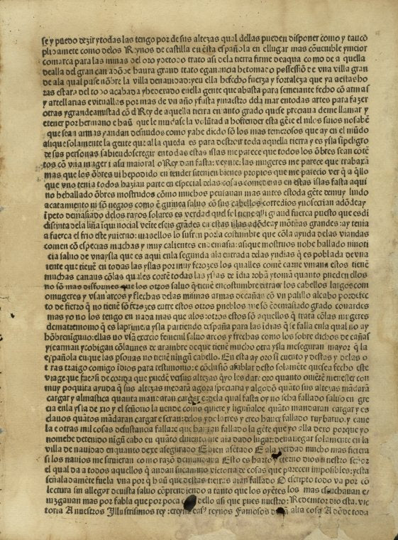 Letter of Columbus to Luis de Santangel, dated 15 February 1493