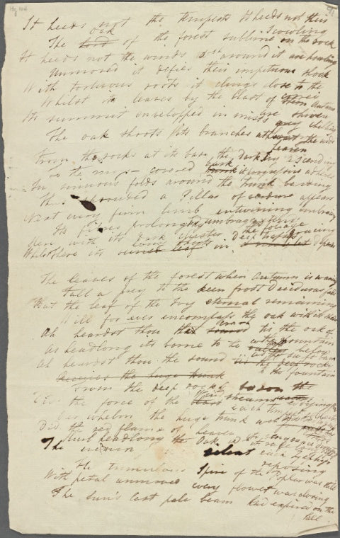 Holograph poem, "It heeds not the tempests," 10 January 1811
