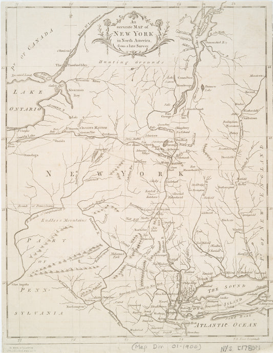 An Accurate map of New York in North America, from a late survey.