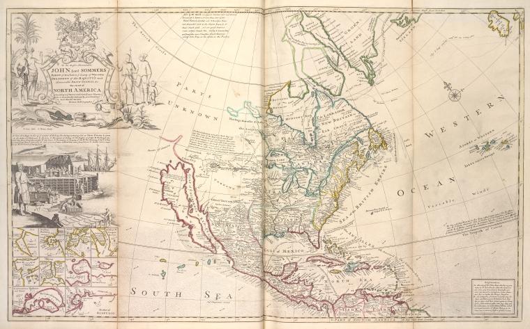 This map of North America, according to ye newest and most exact observations is most humbly dedicated by your Lordship's most humble servant