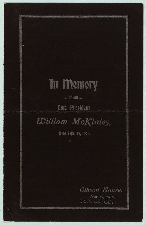 DAILY MENU [held by] GIBSON HOUSE [at] "[CINCINNATI,OH?]" (HOTEL;)