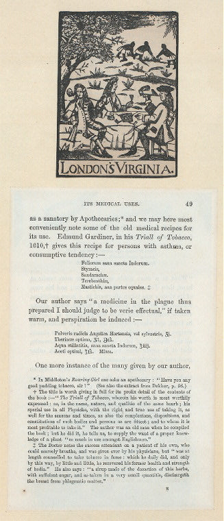 London's Virginia [colonial men smoke, as Africans work in fields beyond]