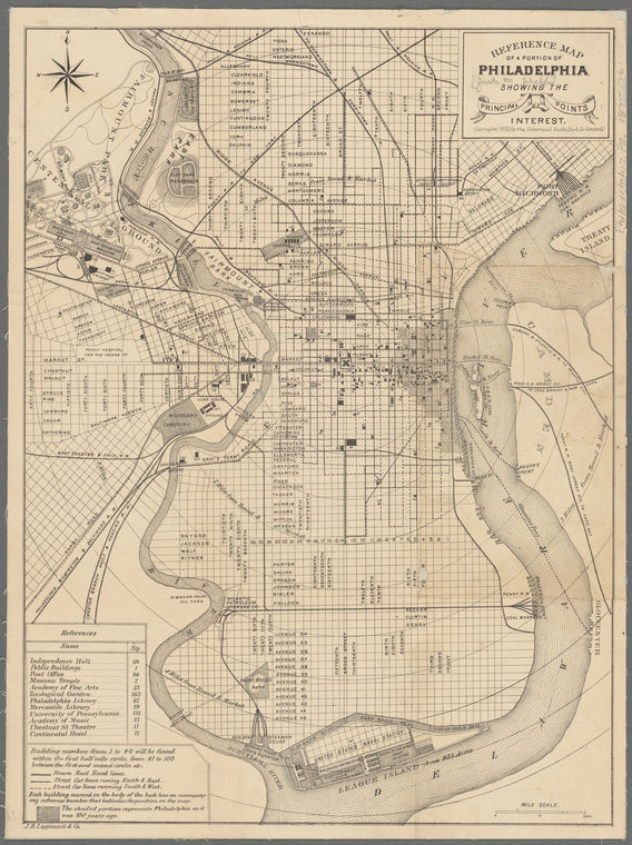 Reference map of a portion of Philadelphia, showing the principal points of interest