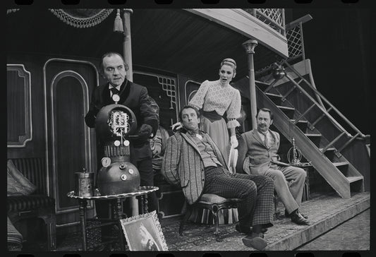 Martin Gabel, Fritz Weaver, Inga Swenson and Peter Sallis in the stage production Baker Street