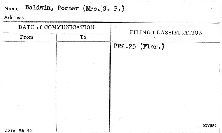 Baldwin, Porter (Mrs. O.P.)