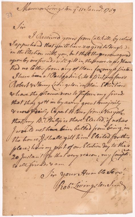 Livingston, Robert, Junr., to Abraham Yates Junr