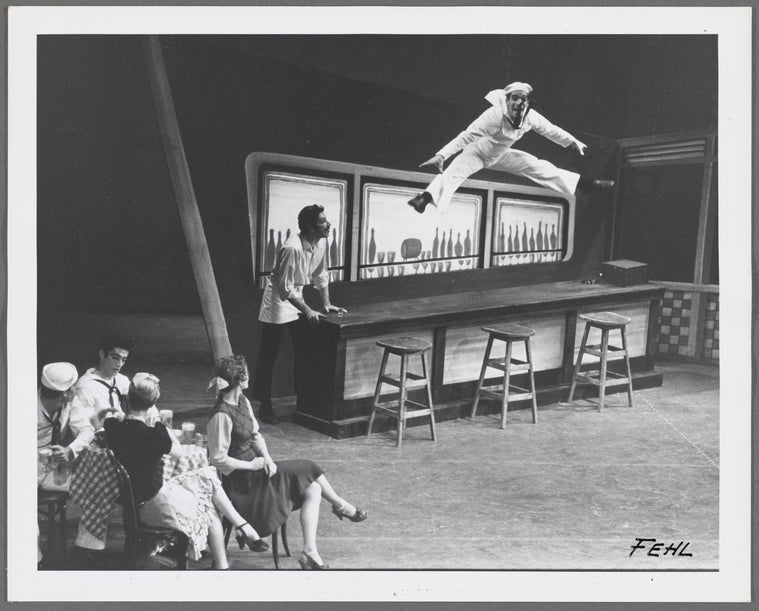 Jerome Robbins performing a split in Fancy Free