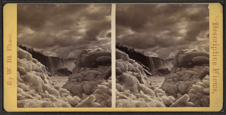 Winter scenery, Canada side, storm clouds and ice foliage.