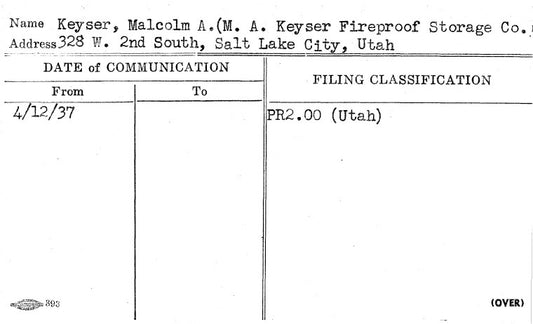 Keyser, Malcolm A. (M.A. Keyser Fireproof Storage Co.)