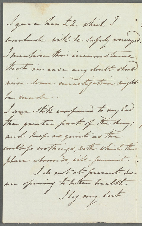 Mrs. Hibbert to Jane Porter, autograph letter signed