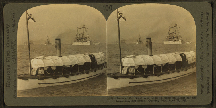 Some of the great war ships in Hampton Roads for the Jamestown exposition. Opening day, April 26, 1907.