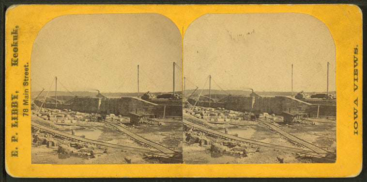 View of canal and locks, Keokuk, Iowa.