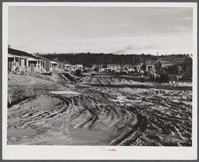 Defense housing project, Newton D. Baker Village, under authority of housing commission of Columbus, Georgia. Construction delayed on account of heavy rains.