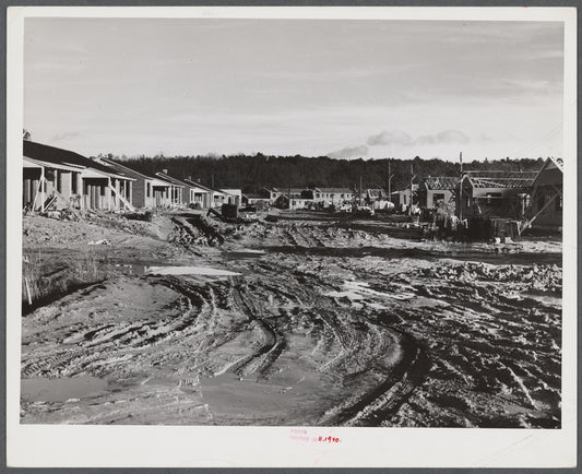 Defense housing project, Newton D. Baker Village, under authority of housing commission of Columbus, Georgia. Construction delayed on account of heavy rains.