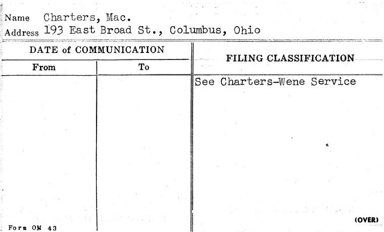 Charters, Mac.
