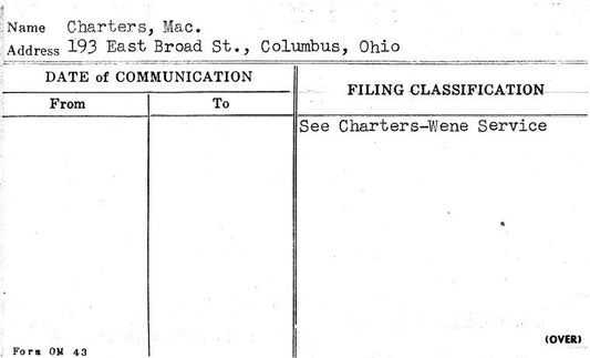 Charters, Mac.