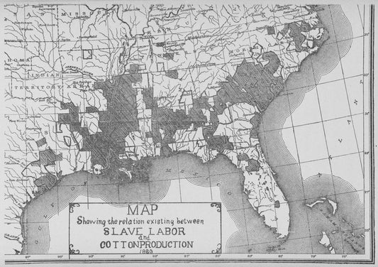 Map showing the relation existing between slave labor and cotton production 1860.