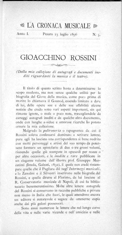 La Cronaca musicale